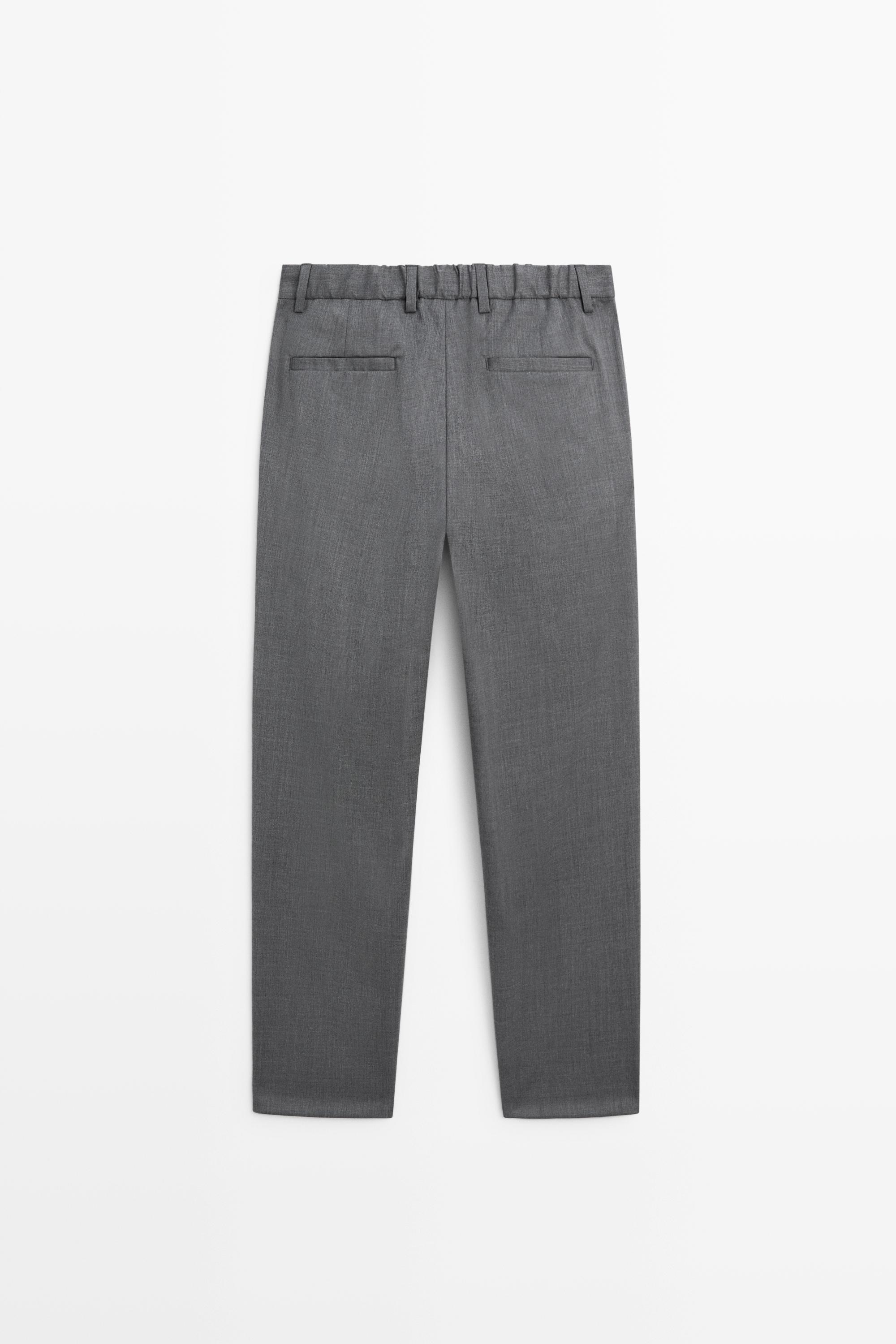 Pantalon à pinces en mélange de laine froide